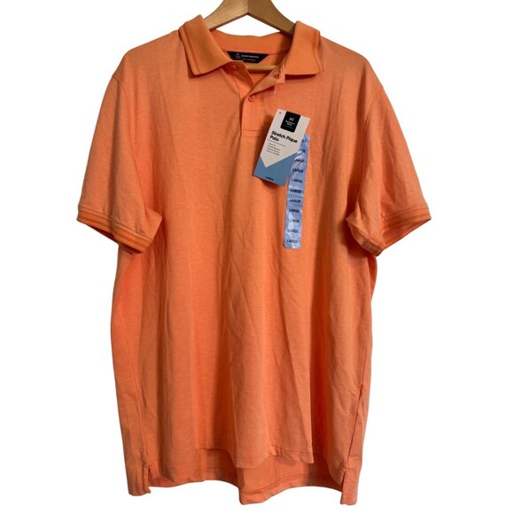 Members Mark Stretch Pique Men’s Polo Size Large Orange Golf Polo NWT - Picture 1 of 7